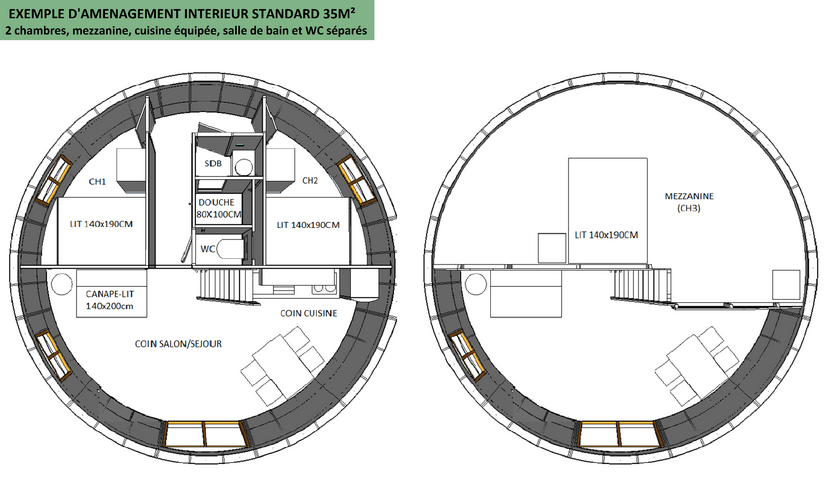 Aménagements - Maison ossature bois ronde et Yourte en bois